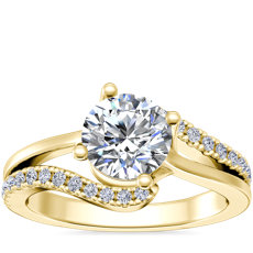 Spiral Pavé Engagement Ring in 18k Yellow Gold (1/5 ct. tw.)